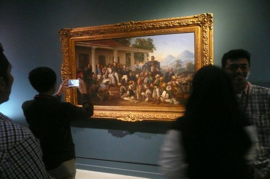 'The Arrest of Pangeran Diponegoro' at the National Gallery in Jakarta in August 2016, as part of an exhibition of paintings owned by the State Palace. (Antara Photo/Dodo Karundeng)