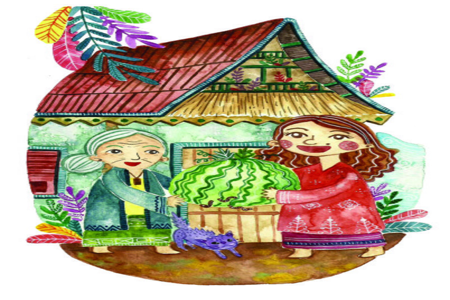 An illustration of 'Bawang Merah Bawang Putih' by Vannia Rizky. (Photo courtesy of Erlangga for Kids)