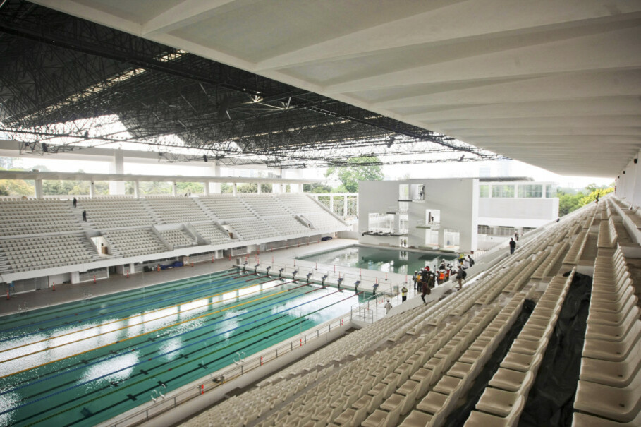 The aquatic center is one of six heritage buildings at Gelora Bung Karno Sports Complex (JG Photo/Yudha Baskoro)
