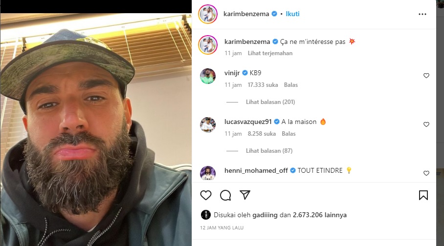 Karim Benzema Unggah Pesan Misterius di Instagram