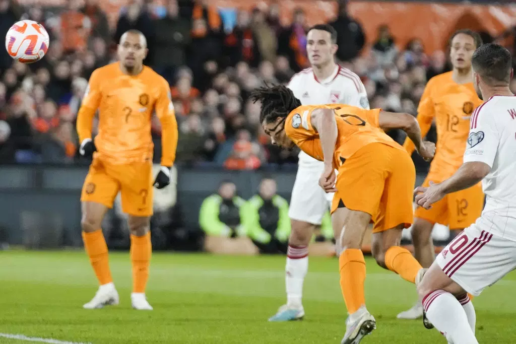Pertandingan Belanda vs Gibraltar dalam laga kualifikasi Grup B di De Kuip, Selasa, 28 Maret 2023.