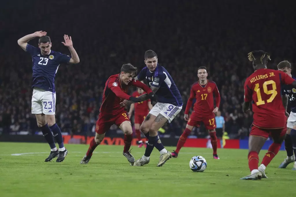 Pertandingan Skotlandia vs Spanyol dalam kualifikasi Euro 2024, Rabu, 29 Maret 2024.