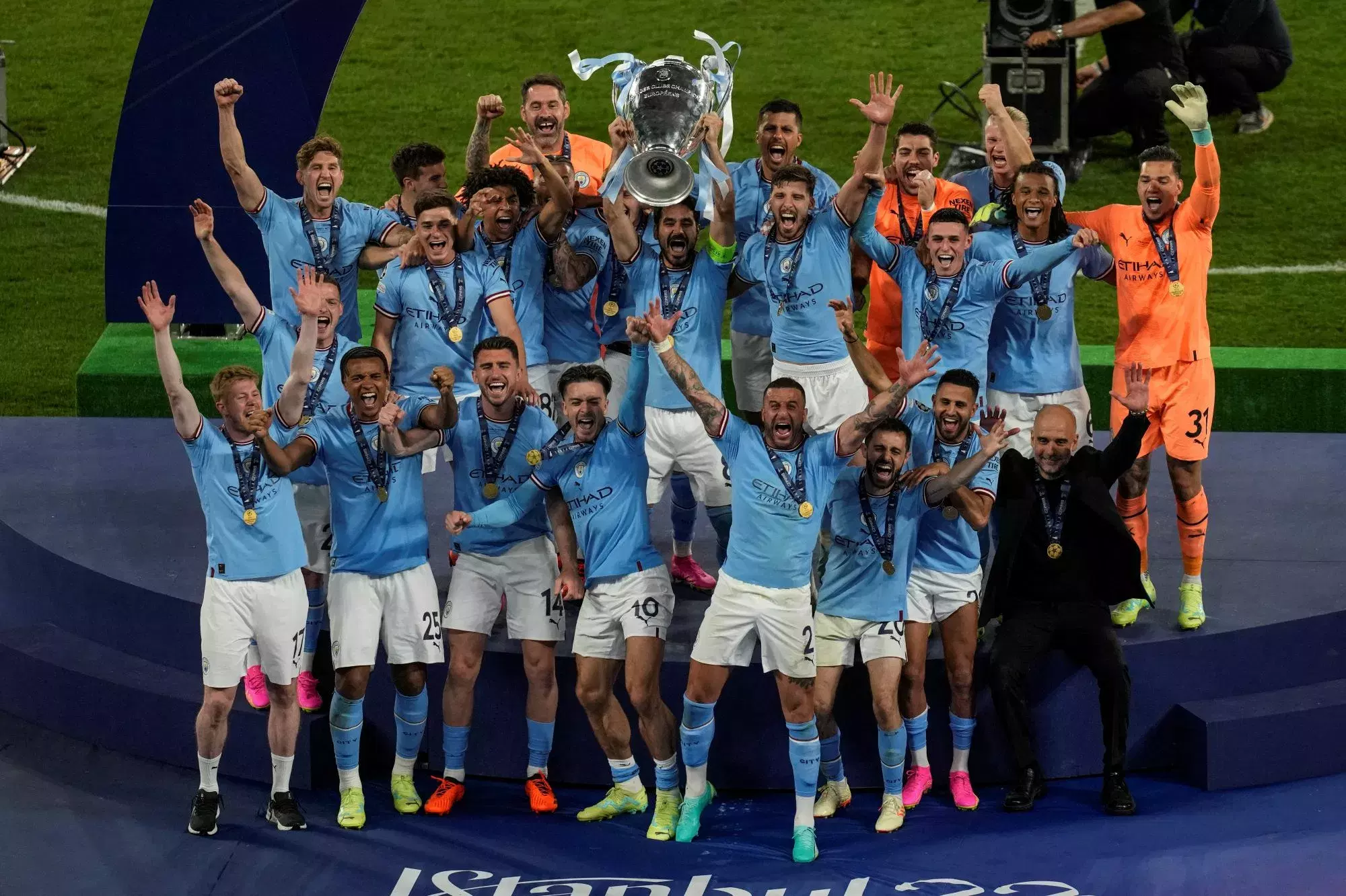 Selebrasi Manchester City menjuarai Liga Champions 2023.