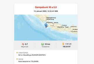 Gempa Terjadi di Bayah Banten, Guncangan Terasa di Jakarta