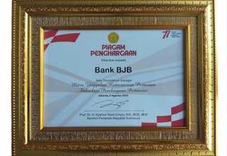 Sejahterakan Petani, Bank BJB Raih Penghargaan dari Kementan