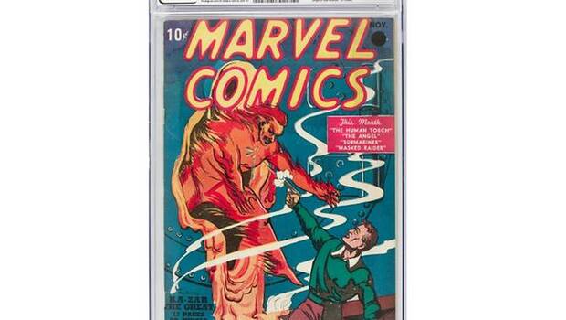 Gambar milik Heritage Auctions ini menunjukkan buku komik Marvel Comics nomor satu, buku komik tahun 1939 yang dianggap sebagai 