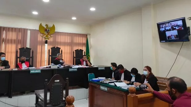 Sidang virtual 22 terdakwa anak buah John Kei yang digelar di PN Tangerang yang digelar dengan menghadirkan saksi John Kei, Kamis (5/11/2020).