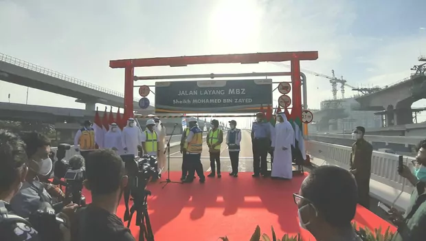 Mensesneg Pratikno meresmikan perubahan nama Jalan Tol Layang Japek II menjadi Sheikh Mohamed Bin Zayed, Senin, 12 April 2021.