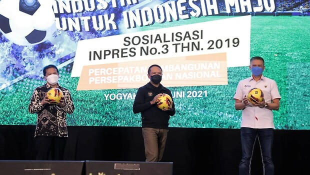 Menteri Pemuda dan Olahraga (Menpora) Zainudin Amali sosialisasi Inpres No. 3 Tahun 2019 tentang Percepatan Pembangunan Persepakbolaan Nasional di Yogyakarta.