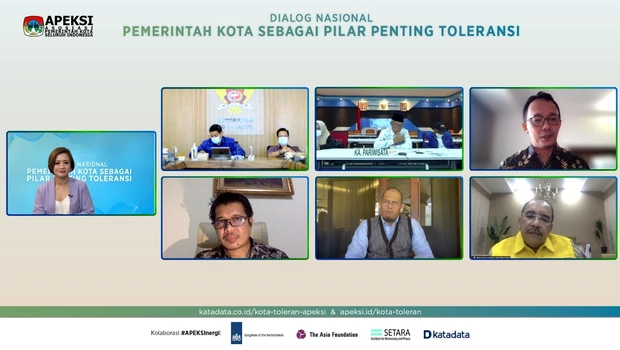 Webiar Asosiasi Pemerintah Kota Seluruh Indonesia (Apeksi) bertajuk Pemerintah Kota Sebagai Pilar Penting Toleransi', Kamis, 30 September 2021.