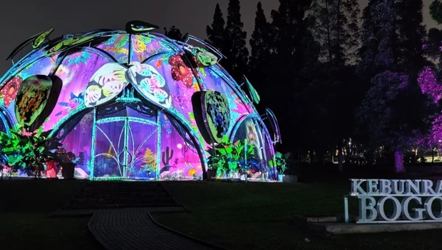Atraksi wisata malam glow di Kebun Raya Bogor yang dalam waktu dekat akan dibuka.