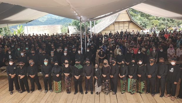 Perayaan Sewindu UU Desa yang digelar di Desa Adat Kasepuhan Ciptagelar, Desa Sirnaresmi, Kecamatan Cisolok, Kabupaten Sukabumi, 15 Januari 2022.