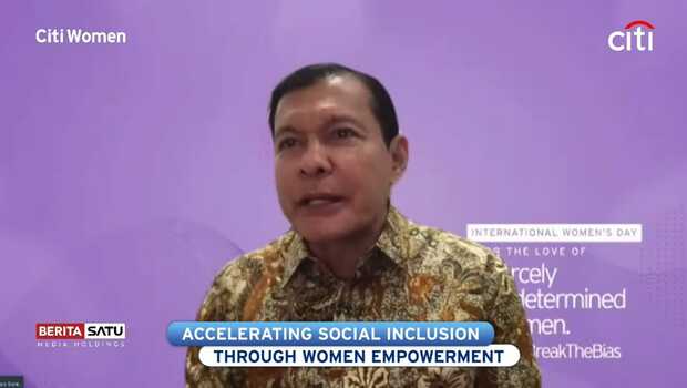 CEO Citi Indonesia, Batara Sianturi saat memberikan sambutan dalam diskusi virtual bertajuk Accelerating Social Inclusion Through Women Empowerment yang diselenggarakan oleh Beritasatu Media Holdings bersama Citi Indonesia pada Rabu, 6 April 2022