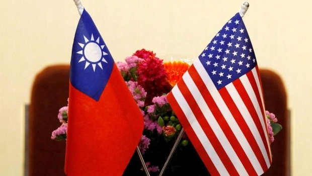 Ilustrasi bendera Taiwan dan AS.