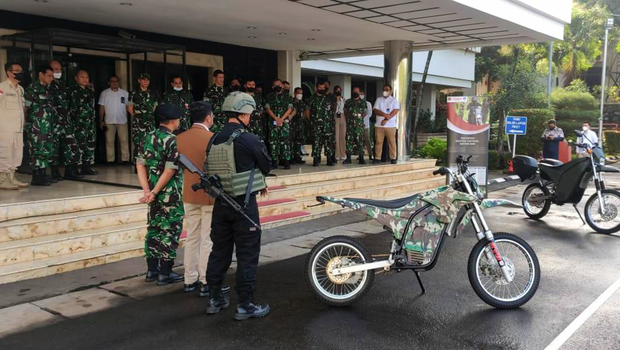 Purwa rupa Electric Tactical Motor Bike yang tengah diuji coba Kementerian Pertahanan.