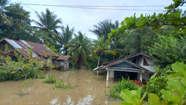 Rumah warga yang terendam banjir di Kota Bengkulu.