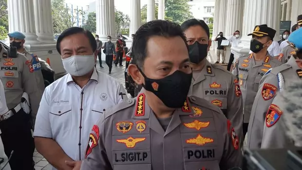 Kapolri Jenderal Listyo Sigit Prabowo di The Tribrata, Jakarta Selatan, Rabu, 27 Juli 2022.