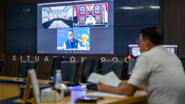 Kepala Staf Kepresidenan Moeldoko membuka konsinyering persiapan narasi dan strategi komunikasi jelang Pemilu 2024 secara daring dari Gedung Bina Graha Jakarta, Rabu, 10 Agustus 2022.