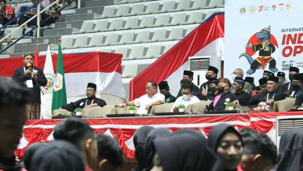 Wakil Ketua PB IPSI Muchamad Nabil Haroen dalam acara Kejuaraan Pencak Silat Internasional Open Championship 2022 di TMII Jakarta, Sabtu, 13 Agustus 2022.