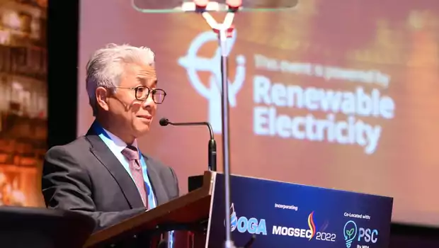 Kepala SKK Migas, Dwi Soetjipto, saat menjadi pembicara kunci pada pembukaan Oil & Gas Exhibition 2022, di Kuala Lumpur, Malaysia, Selasa, 13 September 2022.