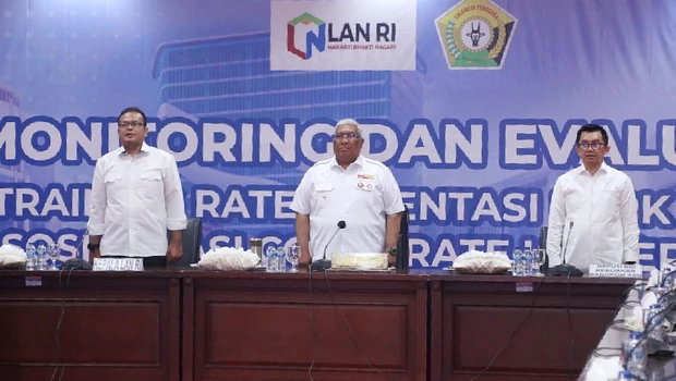 Kepala LAN, Dr Adi Suryanto MSi dalam acara sosialisasi Corporate University, Training Rate dan Kebijakan Orientasi PPPK, di Kendari, Selasa (13/9/2022)