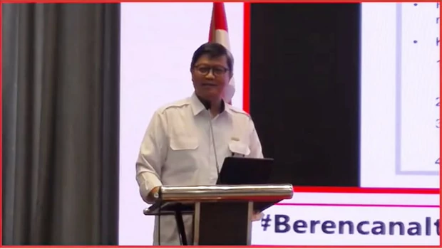 Kepala Badan Pengembangan Infrastruktur Wilayah (BPIW) Kementerian Pekerjaan Umum dan Perumahan Rakyat (PUPR) Rachman Arief Dienaputra memberi sambutan dalam acara Rakornas Pemutakhiran Pendataan Keluarga Tahun 2022”, 19 September 2022.
