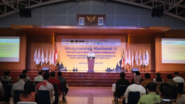 Musyawarah Nasional (Munas) ke-2 Persatuan Umat Buddha Indonesia (Permabudhi) di gedung Tzu Chi School, Pantai Indah Kapuk, Jakarta Utara, Sabtu 24 September 2022.