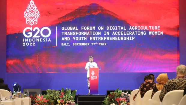 Gubernur Bali Wayan Coster di Global Forum on Digital Agriculture Transformation in Accelerating Women and Youth Entrepreneurship pada Selasa, 27 September 2022.