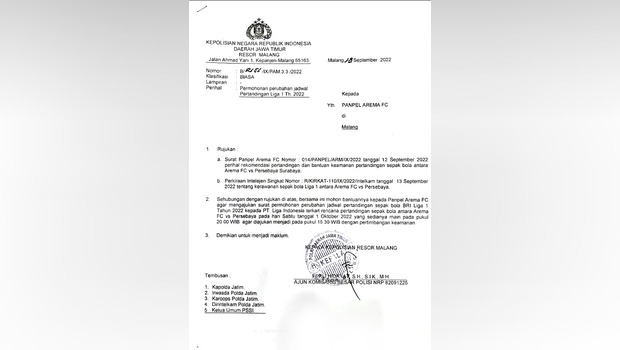 DPR Sesalkan PT LIB Abaikan Rekomendasi Polisi soal Jadwal Arema vs Persebaya