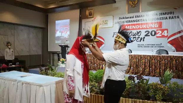 Relawan Emak Muda (Emud) deklarasi dukungan untuk Prabowo Subianto menjadi Presiden di 2024 di Hotel Grand Abe Papua, Selasa, 4 Oktober 2022.