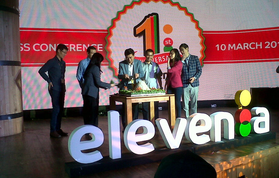Acara syukuran hari jadi Elevenia yang pertama di Jakarta, Selasa (10/3).