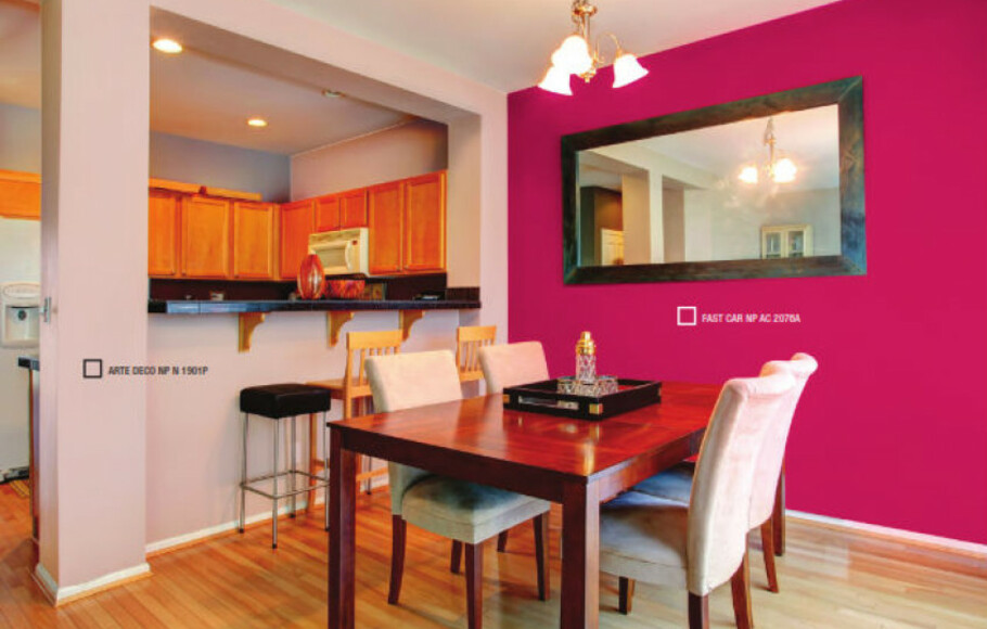 Ilustrasi penggunaan warna pink untuk mendekorasi bagian dalam atau interior rumah.