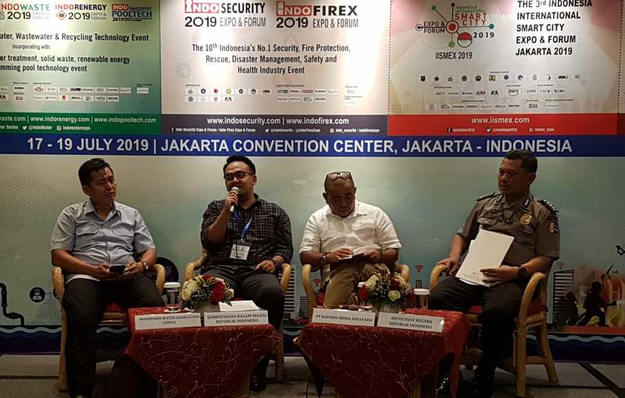 Managing Director Napindo Media Ashatama, Arya Seta Wiriadipoera, saat konferensi pers di JCC, Jakarta, Senin (15/7/2019). 
