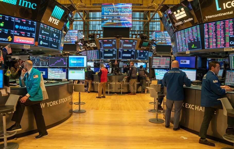 Ilustrasi bursa saham AS Wall Street.