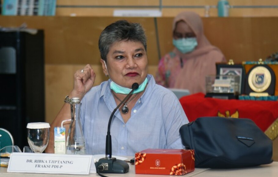 Anggota Komisi IX DPR RI Ribka Tjiptaning saat mengikuti agenda kunjungan kerja Komisi IX DPR RI di Kantor Wali Kota Tangerang Selatan, Jumat (17/8/2020).