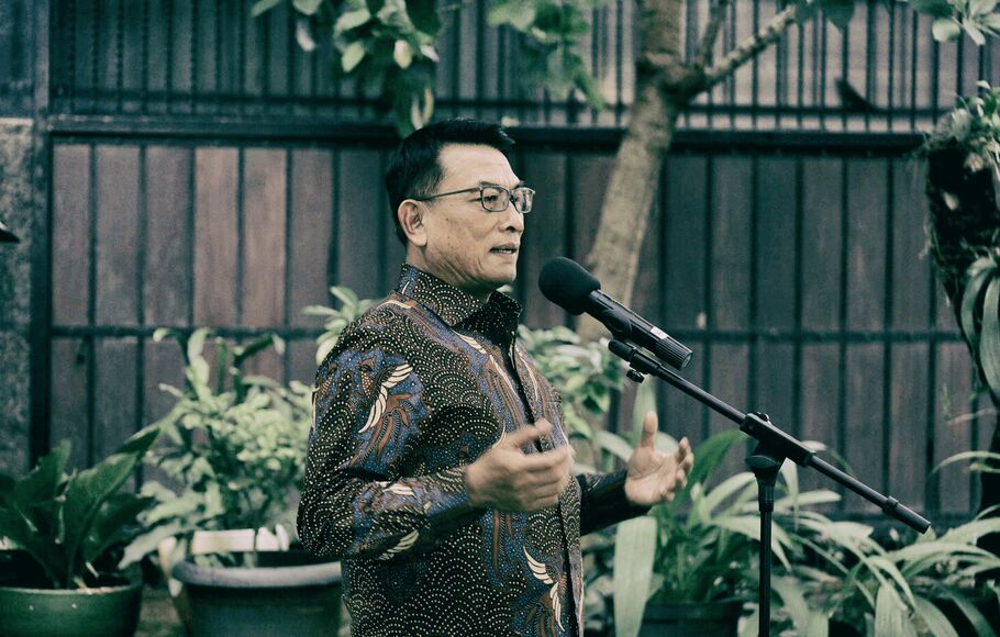 Kepala Kantor Staf Presiden (KSP) Jendral (purn) Moeldoko, memberikan keterangan di kediamannnya di kawasan Menteng, Jakarta Pusat, Rabu 3 Februari 2021.