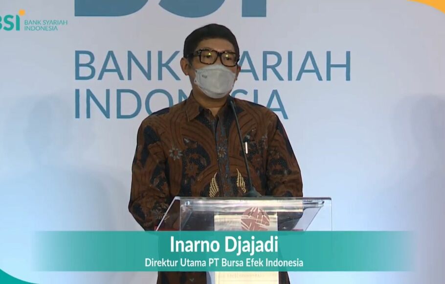 Direktur Utama PT Bursa Efek Indonesia, Inarno Djajadi dalam acara perkenalan PT Bank Syariah Indonesia Tbk kepada pelaku pasar modal, Kamis, 4 Februari 2021.