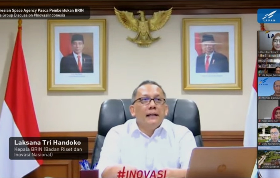 Kepala Badan Riset dan Inovasi Nasional (BRIN) Laksana Tri Handoko dalam diskusi bertajuk “Indonesian Space Agency Pasca Pembentukan BRIN”, Senin (17/5/2021).