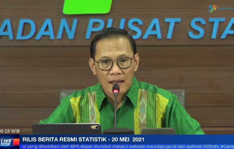 Kepala Badan Pusat Statistik (BPS) Suhariyanto dalam pemaparan kondisi Neraca Perdagangan April 2021, Kamis 20 Mei 2021.