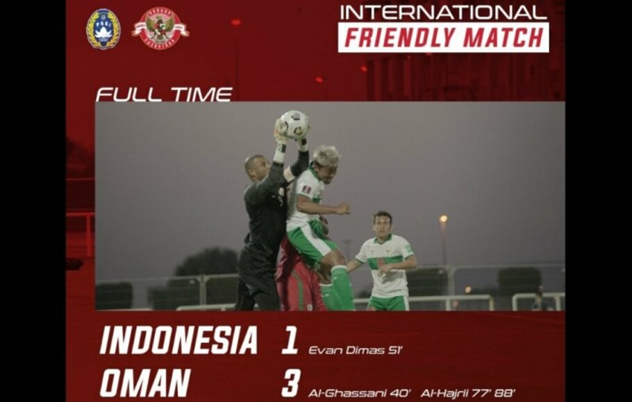 Uji coba Indonesia vs Oman. 