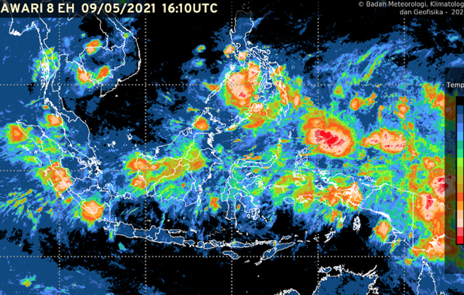 Pemetaan potensi cuaca ekstrem di Indonesia oleh BMKG. 