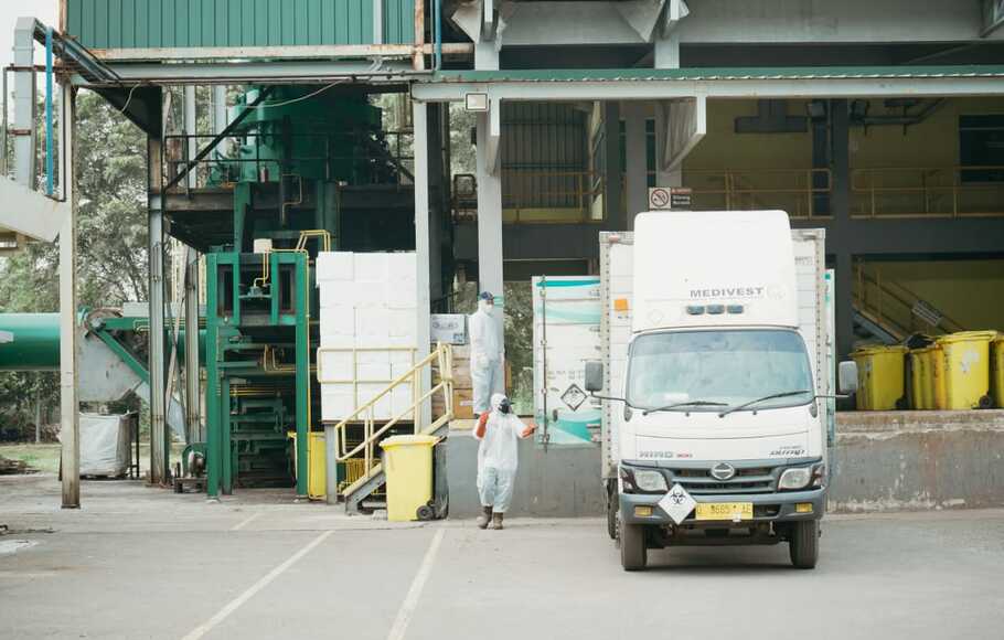 Tempat pengelolaan limbah medis Covid-19 yang dimiliki PT Jasa Medivest, entitas perusahaan anak BUMD Jawa Barat. 