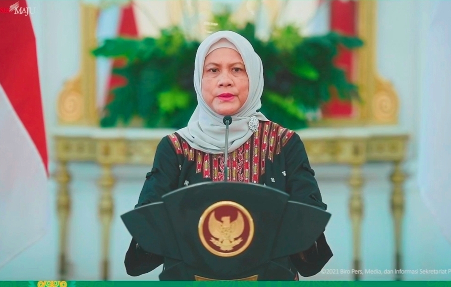 Ibu Negara Iriana Joko Widodo (Jokowi) membuka secara resmi Puncak Karya Kreatif Indonesia (KKI) 2021 secara virtual, Kamis, 23 September 2021.