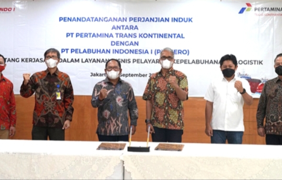 PT Pertamina Trans Kontinental (PTK) menandatangani perjanjian induk dengan PT Pelabuhan Indonesia I (Pelindo I) dalam layanan bisnis pelayaran, kepelabuhanan, dan logistik.