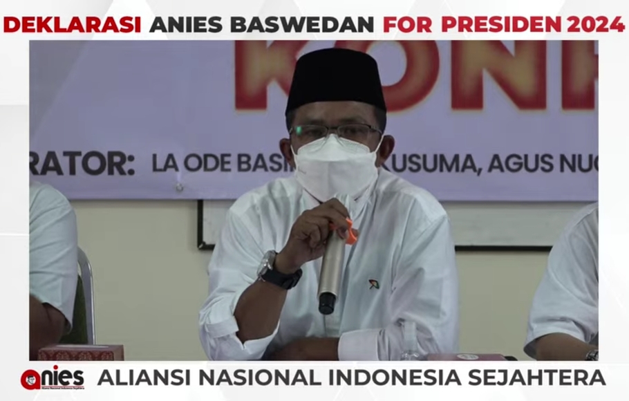 Relawan Aliansi Nasional Indonesia Sejahtera (Anies) saat acara ‘Deklarasi Anies For Presiden 2024’ di Gedung Juang, Jakarta Pusat, Rabu, 20 Oktober 2021.