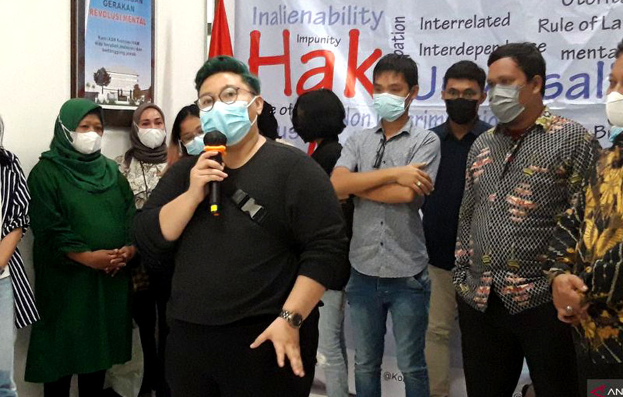 Sejumlah keluarga korban kebakaran Lapas Kelas I Tangerang, Banten didampingi tim advokasi mendatangi Kantor Komnas HAM di Jakarta, Kamis, 28 Oktober 2021.