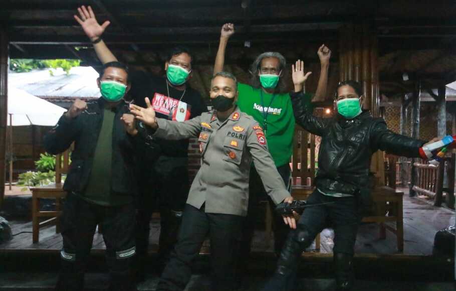 Tim Jelajah Kebangsaan Wartawan tiba di Banten, disambut pejabat Polda Banten, Kamis (28/10/2021).