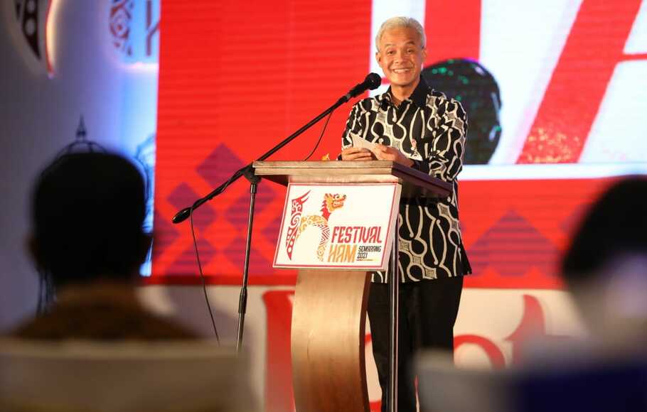 Gubernur Jawa Tengah (Jateng) Ganjar Pranowo menghadiri Festival HAM 2021, Rabu 17 November 2021.