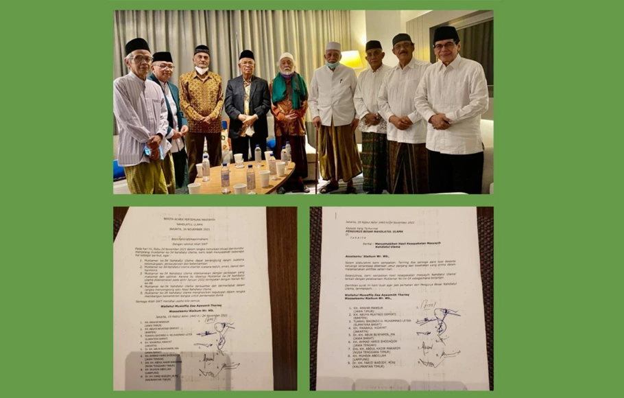 Dokumen dari sembilan  kiai sepuh NU yang ditujukan kepada pimpinan Pengurus Besar Nadhlatul Ulama (PBNU) agar Muktamar NU-34 diundur waktunya menjadi akhir Januari 2022. 