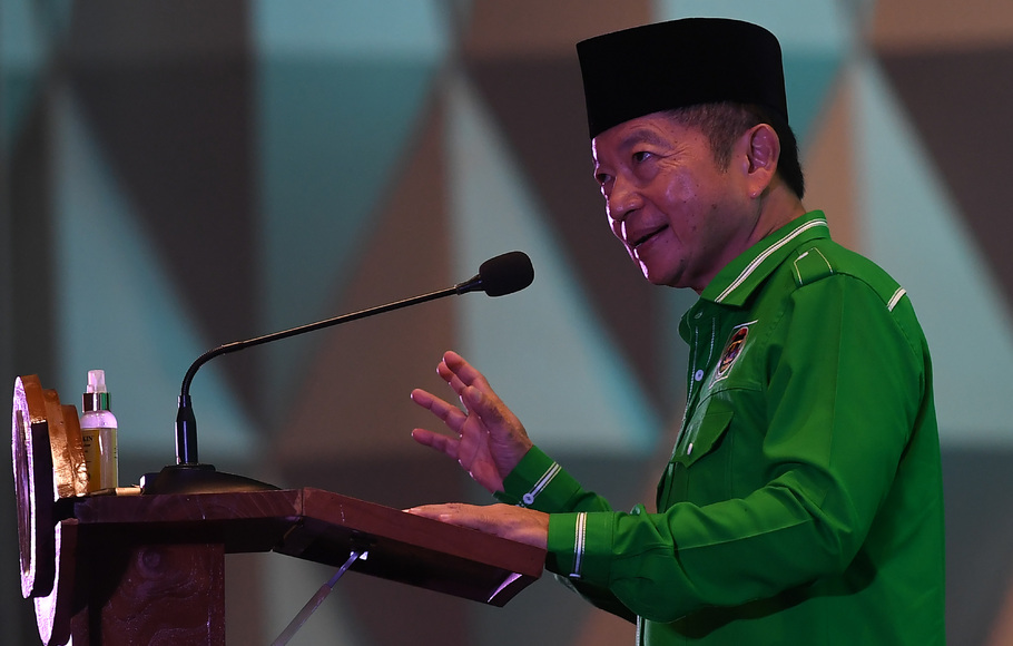 Ketua Umum Partai Persatuan Pembangunan (PPP) Suharso Monoarfa memberikan pengarahan dalam acara lokakarya DPRD provinsi dan kabupaten/kota Fraksi PPP se-Indonesia di Jakarta, Minggu, 28 November 2021. 